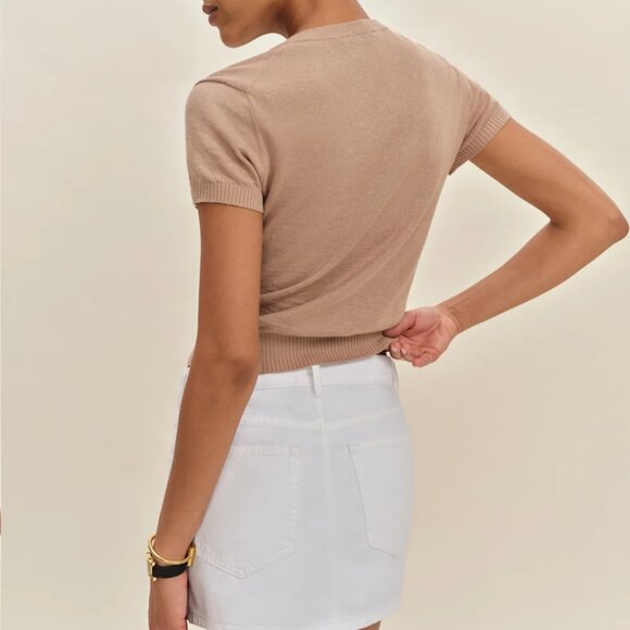 Reformation Hazel Low Rise Denim Mini Skirt Ivory - Size 26 - Picture 6 of 8